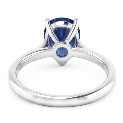 Natural Real ( Not Lab Grown )  1 Carat Ceylon Sapphire Solitaire Ring Pear Cut Cathedral Setting
