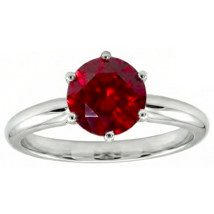 Natural Real ( Not Lab Grown )  1 Carat Round Red Ruby Engagement Ring Solitaire Gemstone