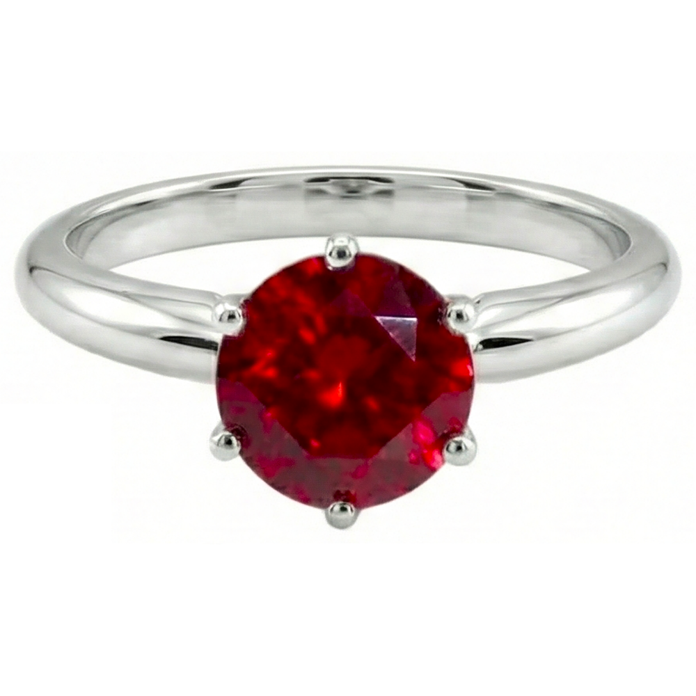 Natural Real ( Not Lab Grown )  1 Carat Round Red Ruby Engagement Ring Solitaire Gemstone