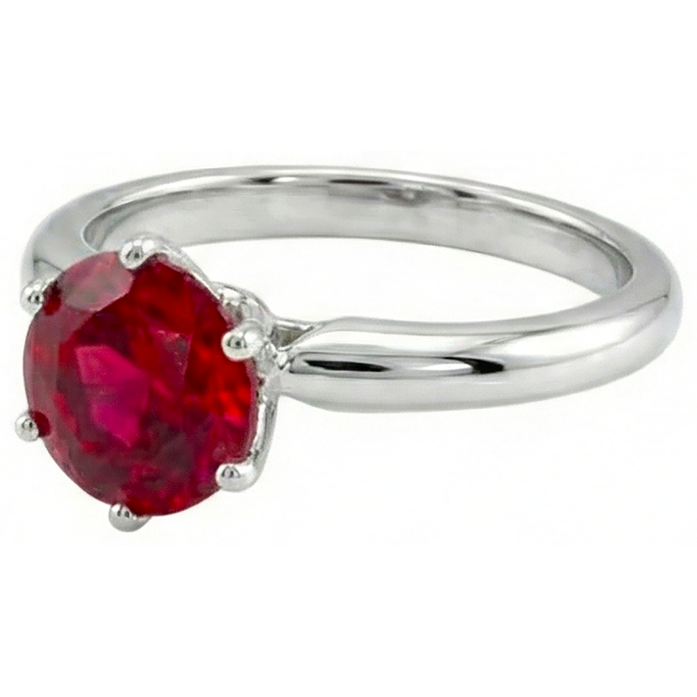 Natural Real ( Not Lab Grown )  1 Carat Round Red Ruby Engagement Ring Solitaire Gemstone