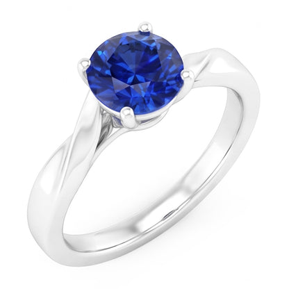Natural Real ( Not Lab Grown )  1 Carat Solitaire Women's Ceylon Sapphire Ring Twisted Shank