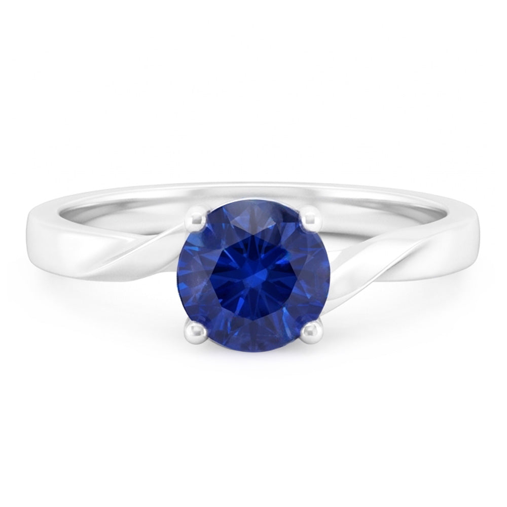 Natural Real ( Not Lab Grown )  1 Carat Solitaire Women's Ceylon Sapphire Ring Twisted Shank