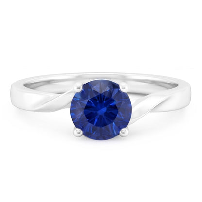 Natural Real ( Not Lab Grown )  1 Carat Solitaire Women's Ceylon Sapphire Ring Twisted Shank