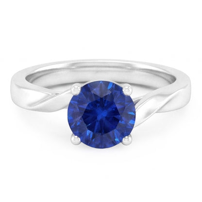 Natural Real ( Not Lab Grown )  1 Carat Solitaire Women's Ceylon Sapphire Ring Twisted Shank