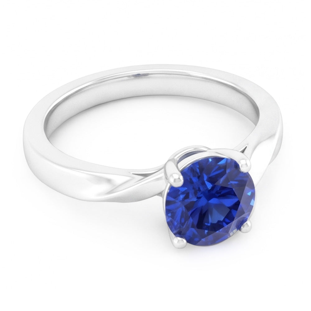 Natural Real ( Not Lab Grown )  1 Carat Solitaire Women's Ceylon Sapphire Ring Twisted Shank