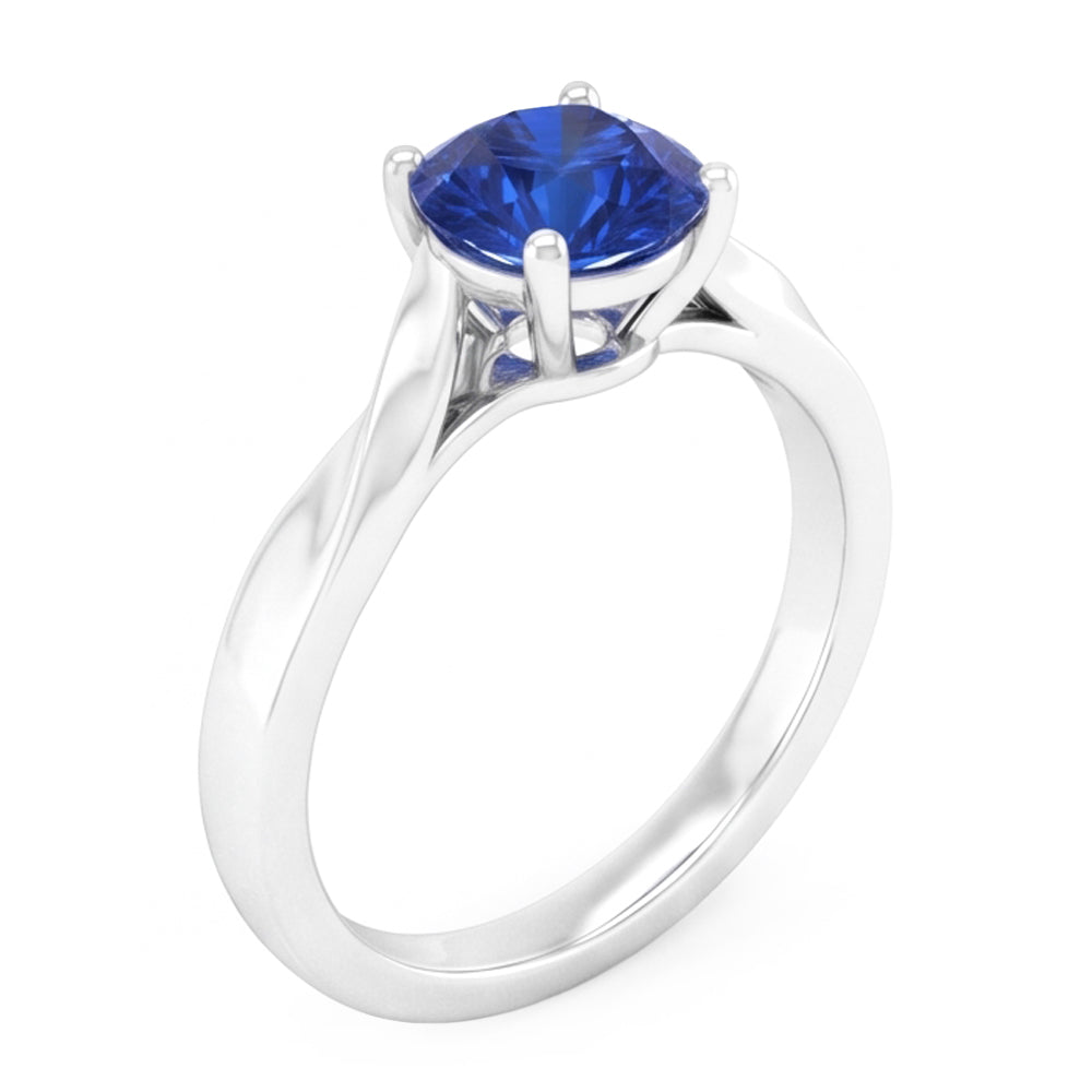 Natural Real ( Not Lab Grown )  1 Carat Solitaire Women's Ceylon Sapphire Ring Twisted Shank