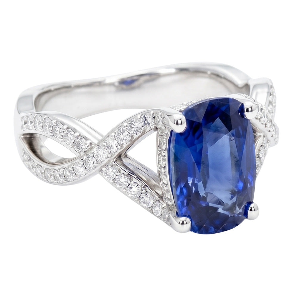 Natural Real ( Not Lab Grown )  14K Gold 8 Carat Sapphire Engagement Ring