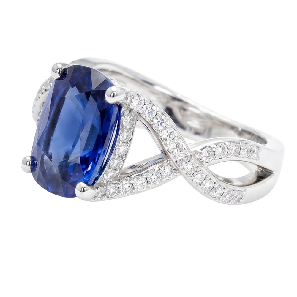 Natural Real ( Not Lab Grown )  14K Gold 8 Carat Sapphire Engagement Ring