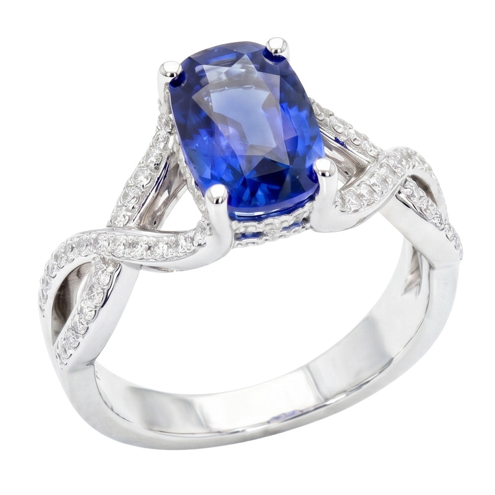 Natural Real ( Not Lab Grown )  14K Gold 8 Carat Sapphire Engagement Ring