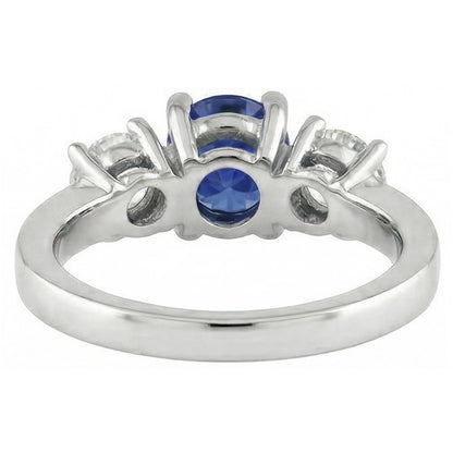 Natural Real ( Not Lab Grown )  14K Gold Three Stone Engagement Ring Round Ceylon Sapphire 2.50 Carats