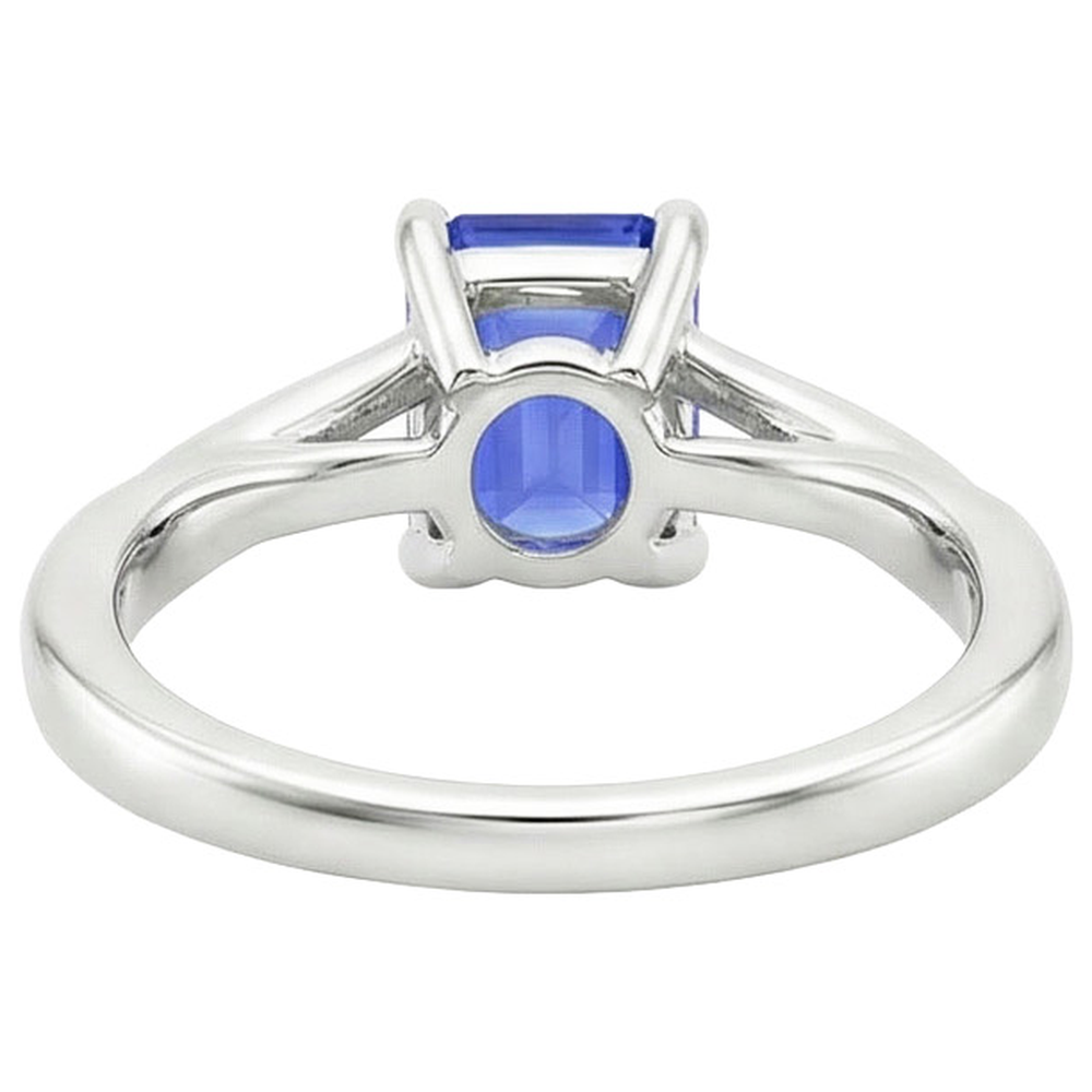 Natural Real ( Not Lab Grown )  2.5 Ct Sapphire Emerald Cut Engagement Ring