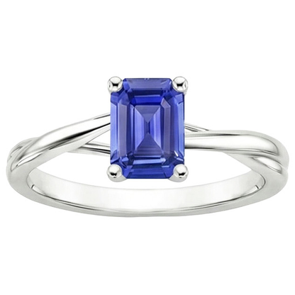 Natural Real ( Not Lab Grown )  2.5 Ct Sapphire Emerald Cut Engagement Ring