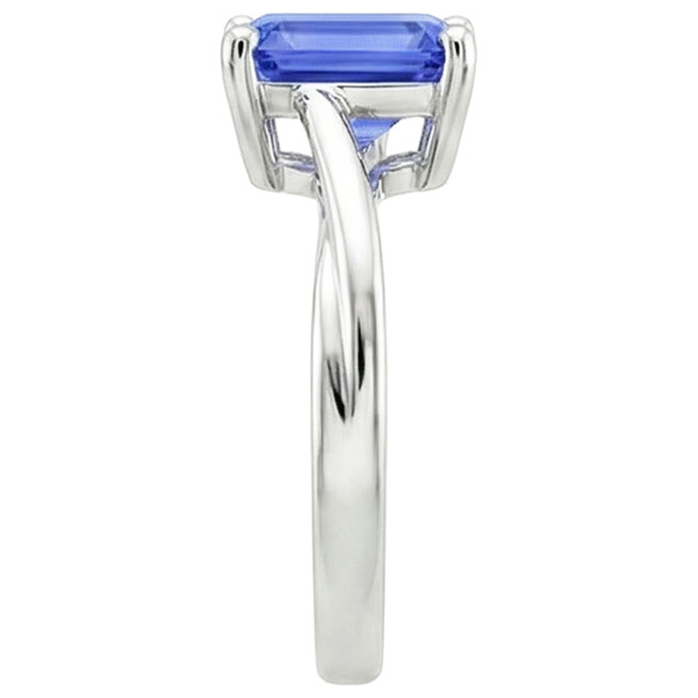 Natural Real ( Not Lab Grown )  2.5 Ct Sapphire Emerald Cut Engagement Ring