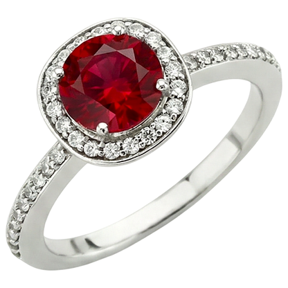 Natural Real ( Not Lab Grown )  2.50 Carats Red And White Round Ruby Ring Jewelry White Gold 14K