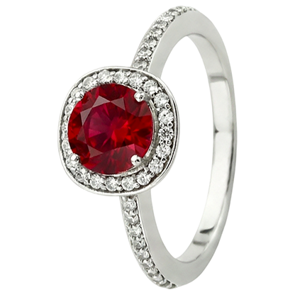 Natural Real ( Not Lab Grown )  2.50 Carats Red And White Round Ruby Ring Jewelry White Gold 14K
