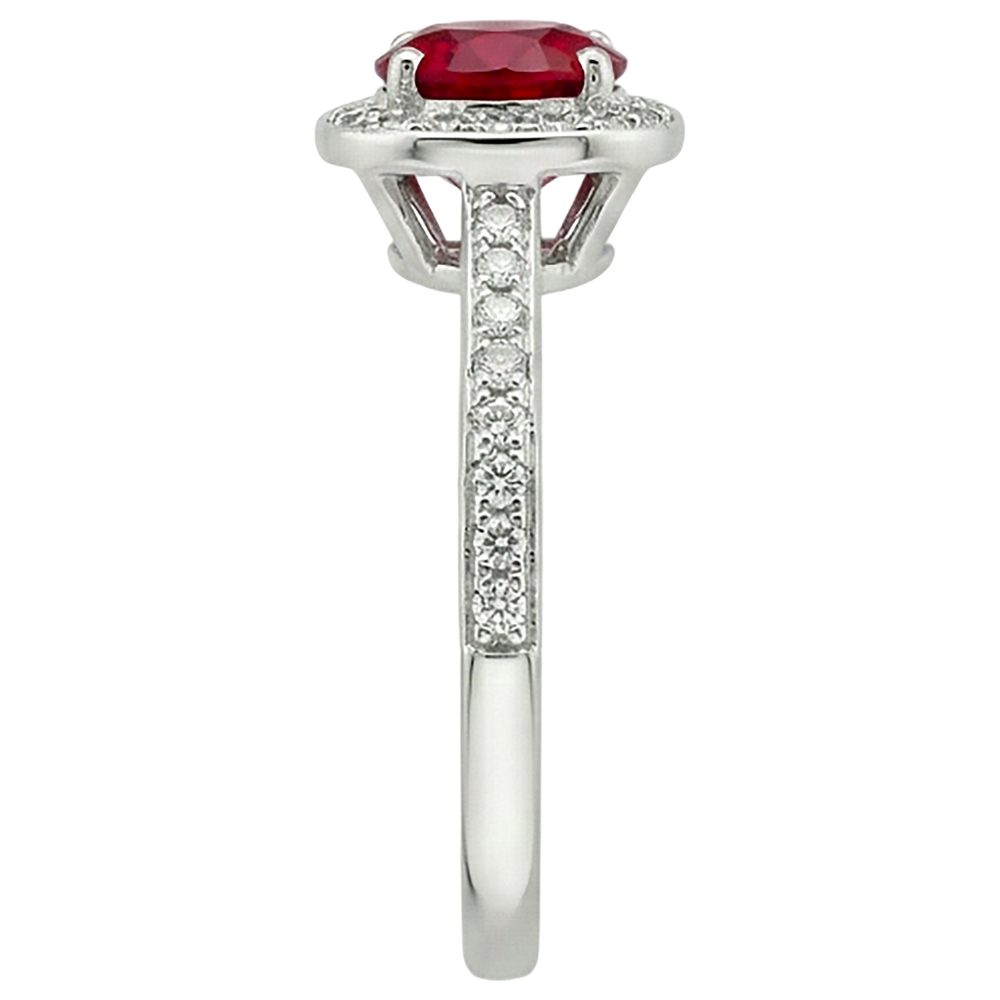 Natural Real ( Not Lab Grown )  2.50 Carats Red And White Round Ruby Ring Jewelry White Gold 14K