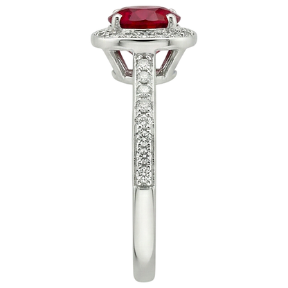 Natural Real ( Not Lab Grown )  2.50 Carats Red And White Round Ruby Ring Jewelry White Gold 14K