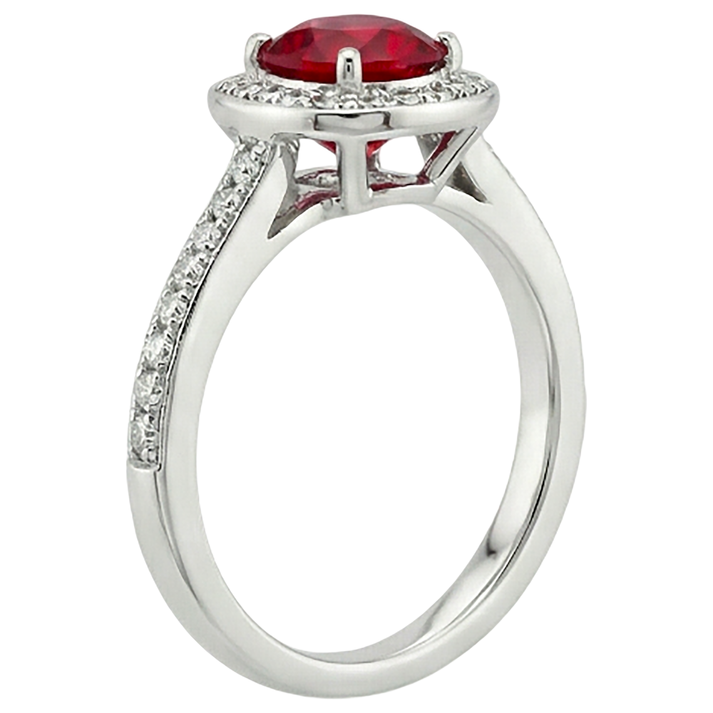 Natural Real ( Not Lab Grown )  2.50 Carats Red And White Round Ruby Ring Jewelry White Gold 14K