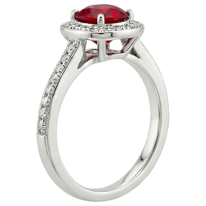 Natural Real ( Not Lab Grown )  2.50 Carats Red And White Round Ruby Ring Jewelry White Gold 14K