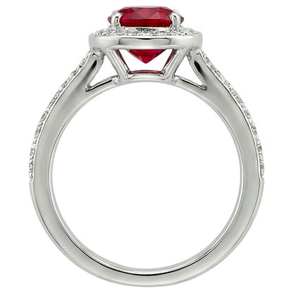 Natural Real ( Not Lab Grown )  2.50 Carats Red And White Round Ruby Ring Jewelry White Gold 14K
