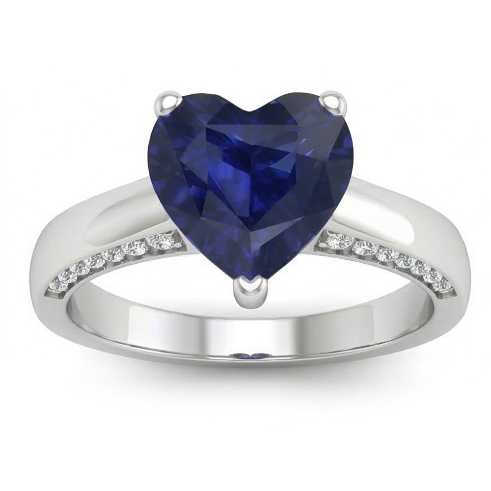 Natural Real ( Not Lab Grown )  2.50 Carats Solitaire Ceylon Sapphire Ring Prong Set White Gold