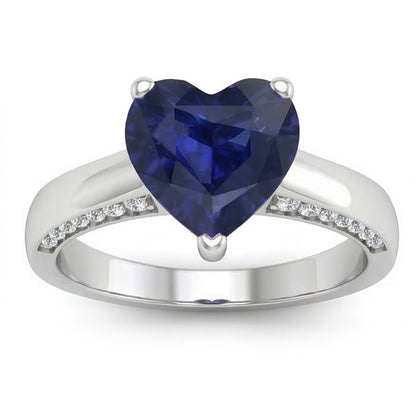 Natural Real ( Not Lab Grown )  2.50 Carats Solitaire Ceylon Sapphire Ring Prong Set White Gold
