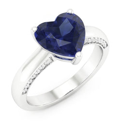 Natural Real ( Not Lab Grown )  2.50 Carats Solitaire Ceylon Sapphire Ring Prong Set White Gold