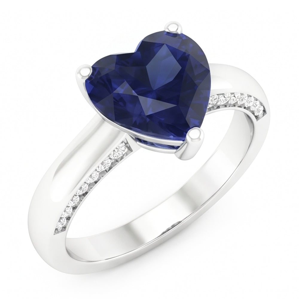 Natural Real ( Not Lab Grown )  2.50 Carats Solitaire Ceylon Sapphire Ring Prong Set White Gold