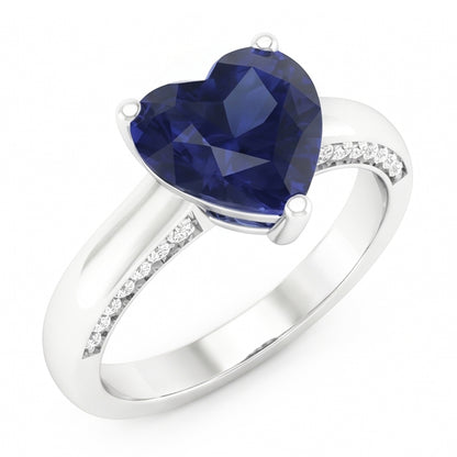 Natural Real ( Not Lab Grown )  2.50 Carats Solitaire Ceylon Sapphire Ring Prong Set White Gold