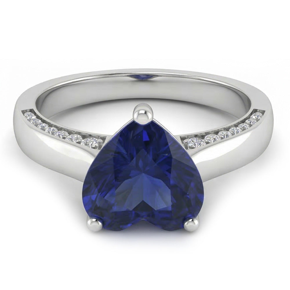 Natural Real ( Not Lab Grown )  2.50 Carats Solitaire Ceylon Sapphire Ring Prong Set White Gold