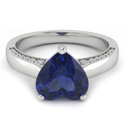 Natural Real ( Not Lab Grown )  2.50 Carats Solitaire Ceylon Sapphire Ring Prong Set White Gold