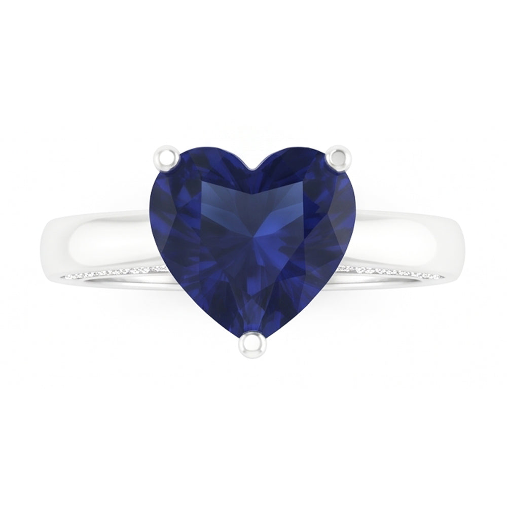 Natural Real ( Not Lab Grown )  2.50 Carats Solitaire Ceylon Sapphire Ring Prong Set White Gold