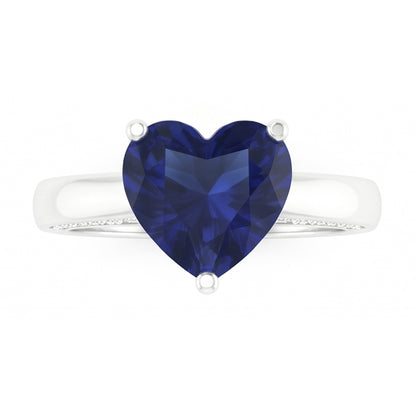 Natural Real ( Not Lab Grown )  2.50 Carats Solitaire Ceylon Sapphire Ring Prong Set White Gold