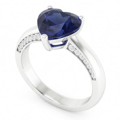 Natural Real ( Not Lab Grown )  2.50 Carats Solitaire Ceylon Sapphire Ring Prong Set White Gold