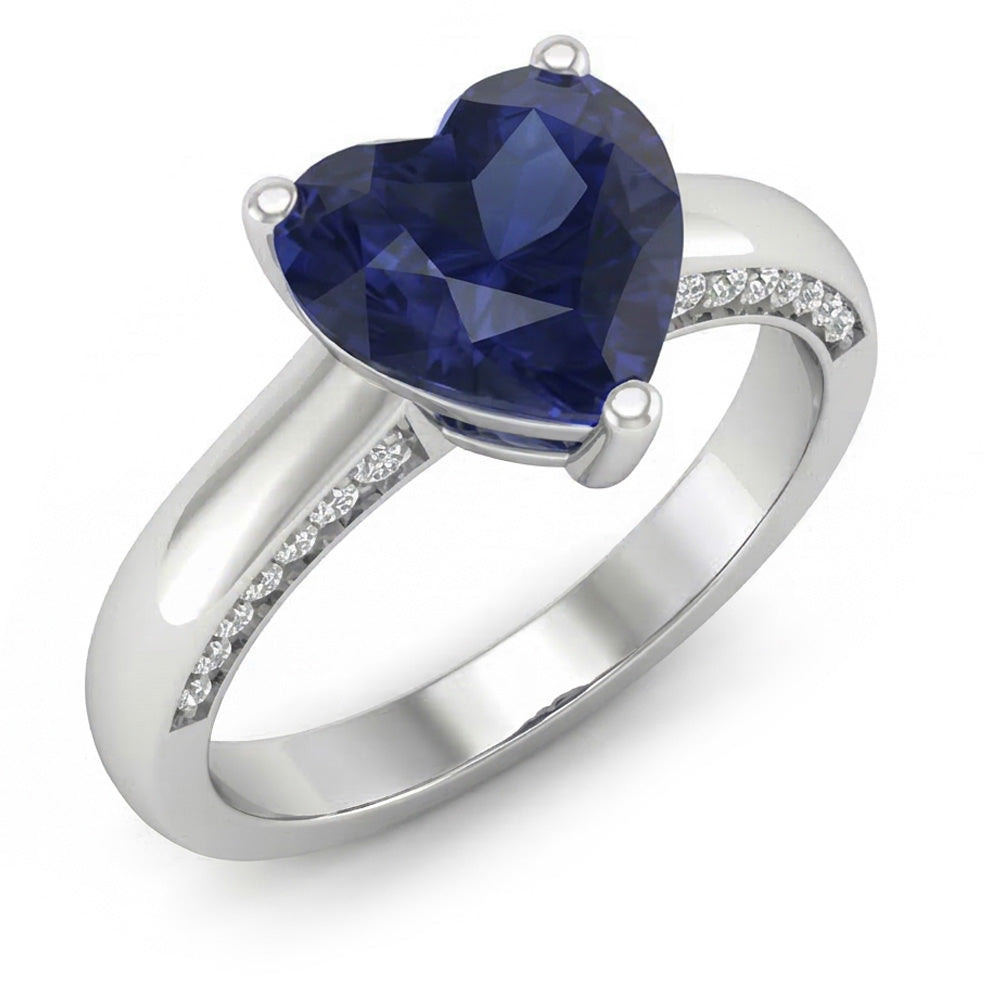 Natural Real ( Not Lab Grown )  2.50 Carats Solitaire Ceylon Sapphire Ring Prong Set White Gold