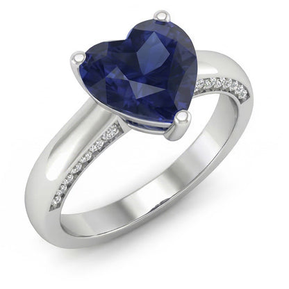 Natural Real ( Not Lab Grown )  2.50 Carats Solitaire Ceylon Sapphire Ring Prong Set White Gold