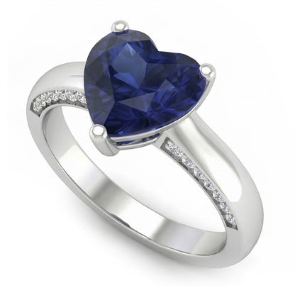 Natural Real ( Not Lab Grown )  2.50 Carats Solitaire Ceylon Sapphire Ring Prong Set White Gold