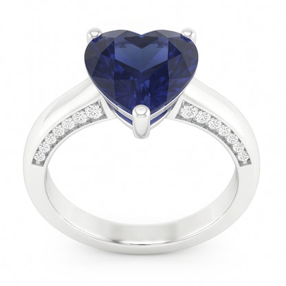 Natural Real ( Not Lab Grown )  2.50 Carats Solitaire Ceylon Sapphire Ring Prong Set White Gold