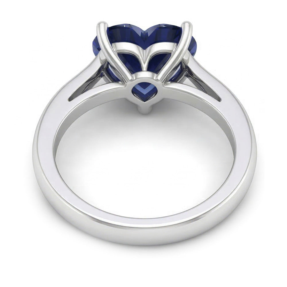 Natural Real ( Not Lab Grown )  2.50 Carats Solitaire Ceylon Sapphire Ring Prong Set White Gold