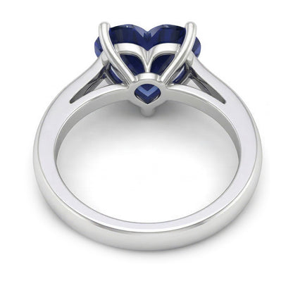 Natural Real ( Not Lab Grown )  2.50 Carats Solitaire Ceylon Sapphire Ring Prong Set White Gold