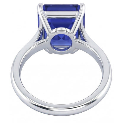 Natural Real ( Not Lab Grown )  2.50 Carats Solitaire Gemstone Ring Asscher Ceylon Sapphire Gold 14K