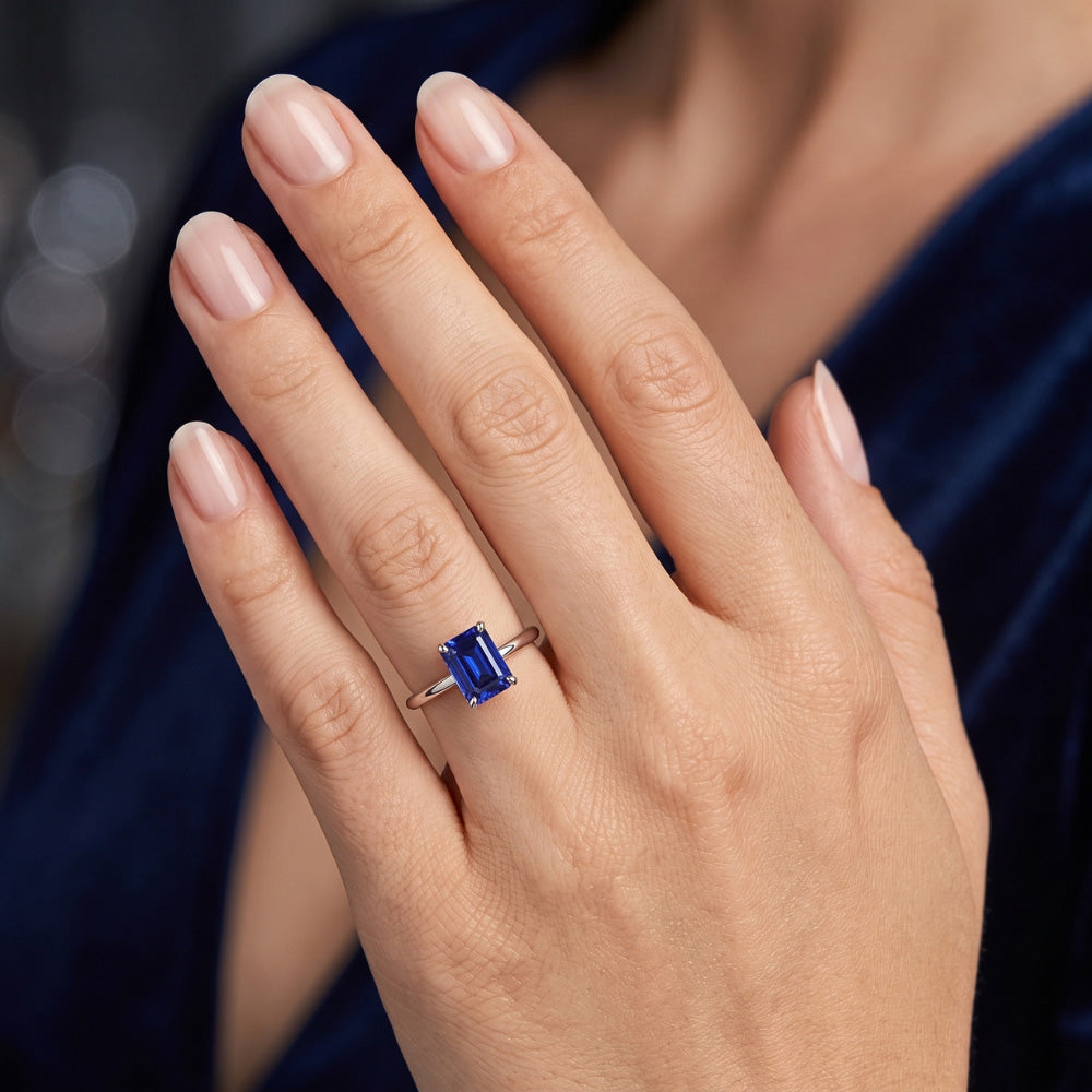 Natural Real ( Not Lab Grown )  2 Carat Blue Sapphire Engagement Ring