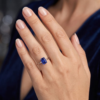 Natural Real ( Not Lab Grown )  2 Carat Blue Sapphire Engagement Ring