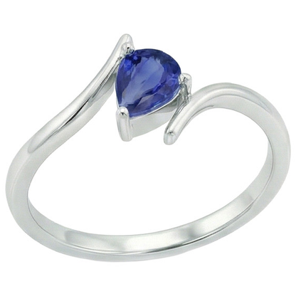 Natural Real ( Not Lab Grown )  2 Carat Pear Solitaire White Gold Ring Ceylon Sapphire Tension Style