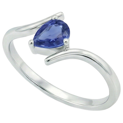 Natural Real ( Not Lab Grown )  2 Carat Pear Solitaire White Gold Ring Ceylon Sapphire Tension Style