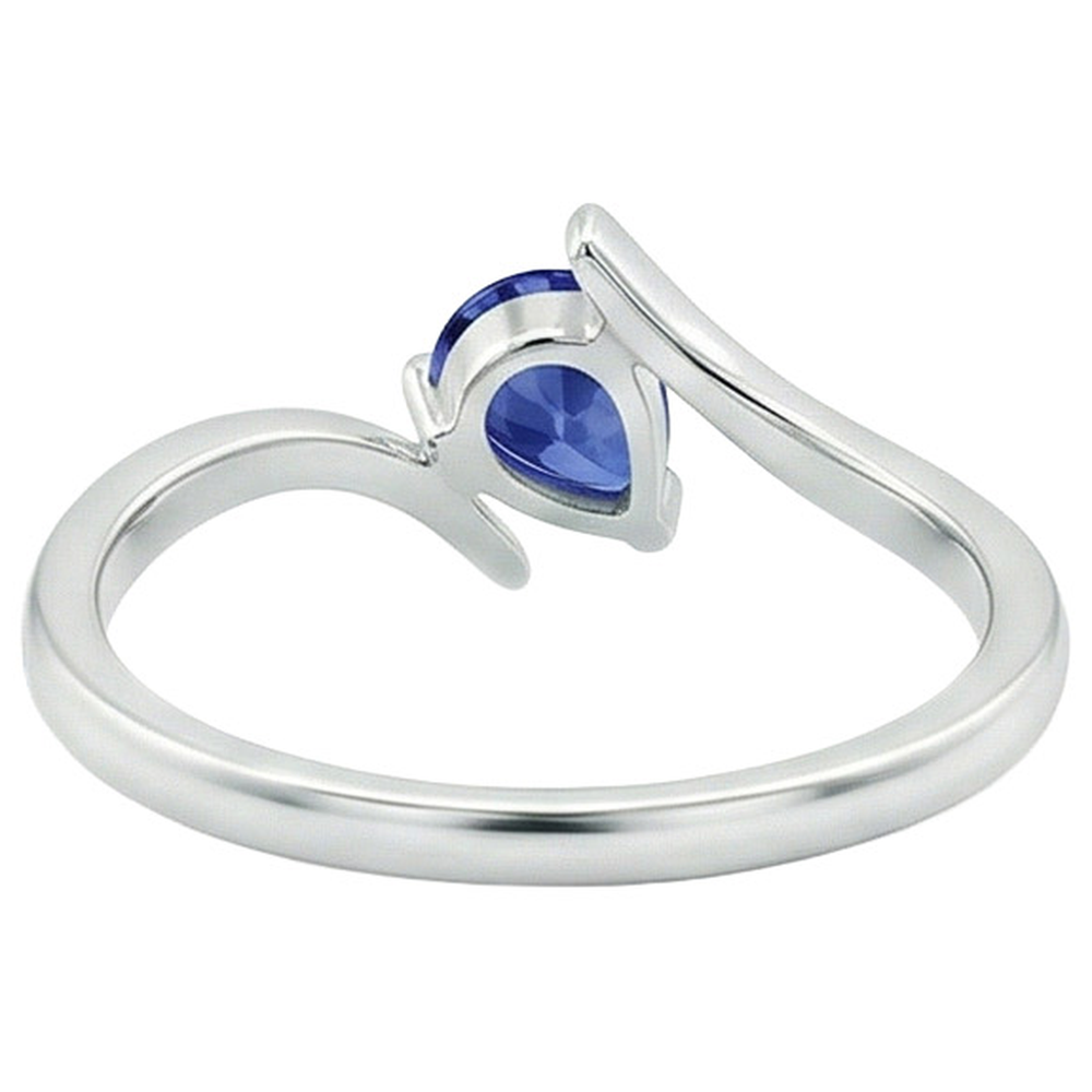 Natural Real ( Not Lab Grown )  2 Carat Pear Solitaire White Gold Ring Ceylon Sapphire Tension Style