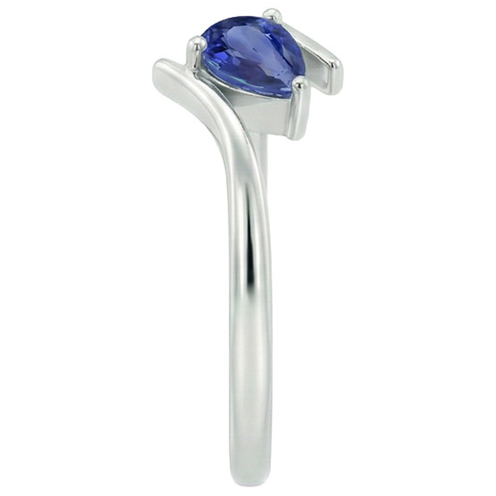 Natural Real ( Not Lab Grown )  2 Carat Pear Solitaire White Gold Ring Ceylon Sapphire Tension Style