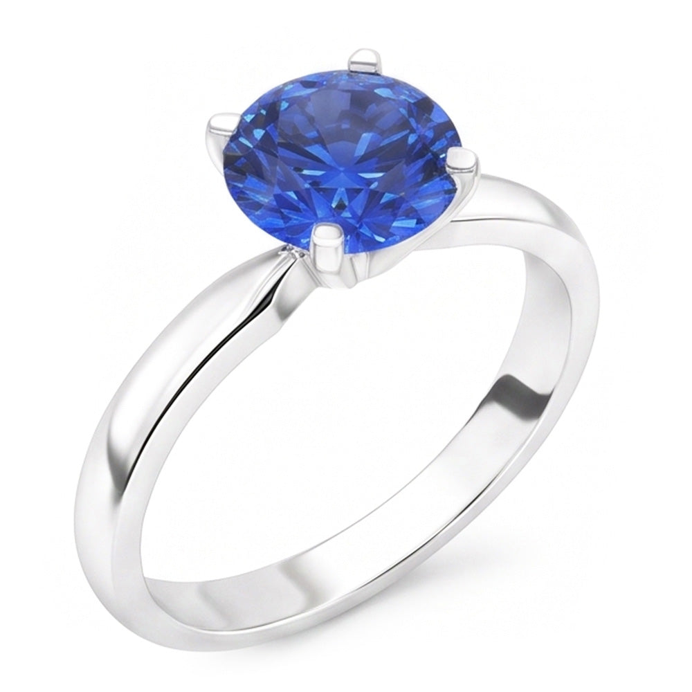 Natural Real ( Not Lab Grown )  2 Carat Round Sapphire Engagement Ring