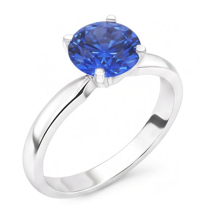 Natural Real ( Not Lab Grown )  2 Carat Round Sapphire Engagement Ring
