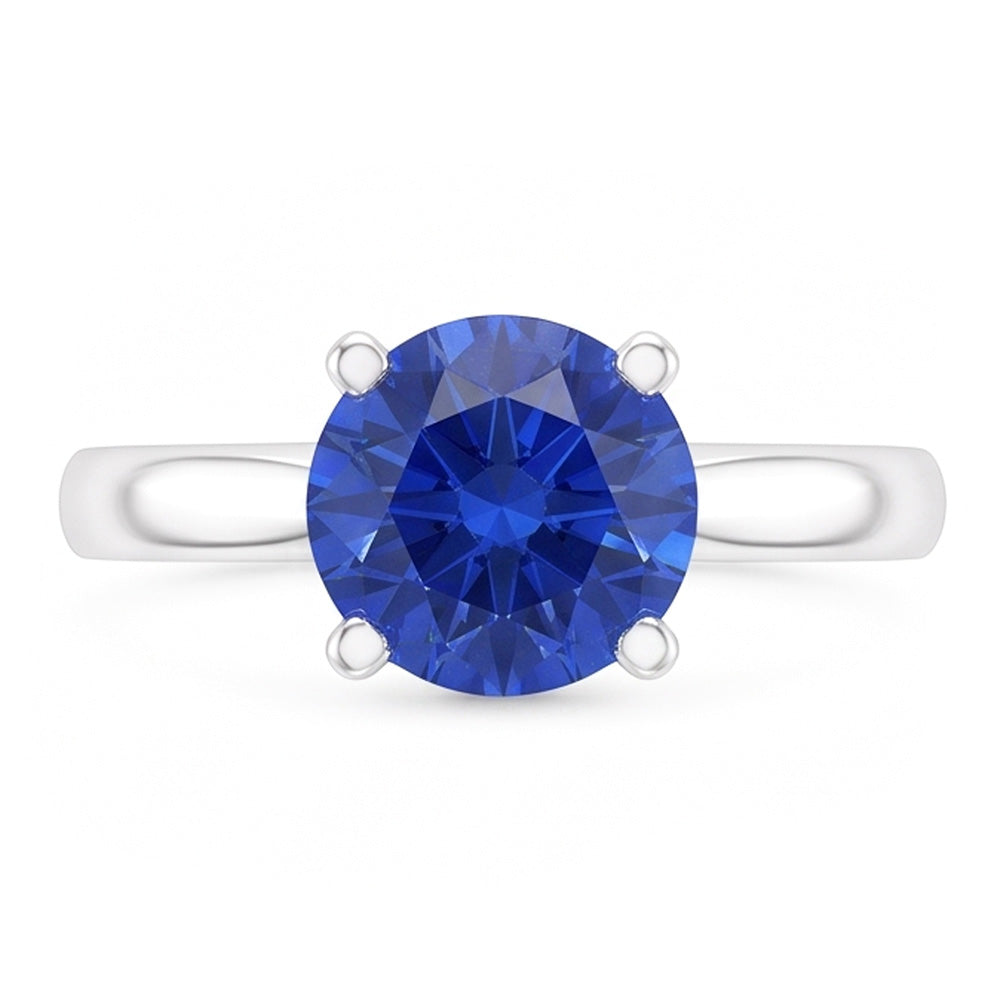Natural Real ( Not Lab Grown )  2 Carat Round Sapphire Engagement Ring